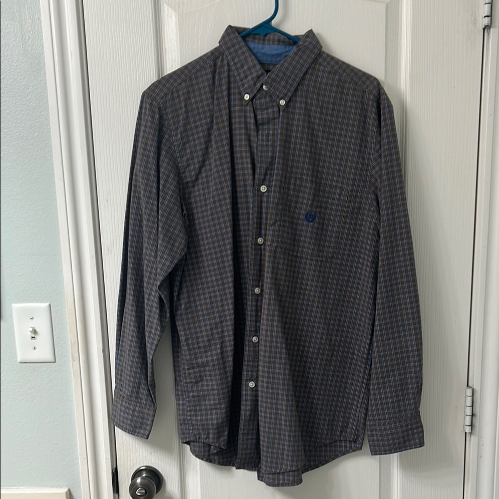 Chaps Blue and Brown Casual Button Down Shirt